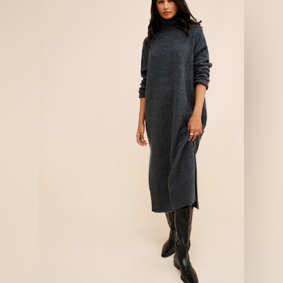 Daily Practice Karigan Sweater Midi Turtleneck Dress Size Small P Dark Gray GUC - Picture 16 of 16